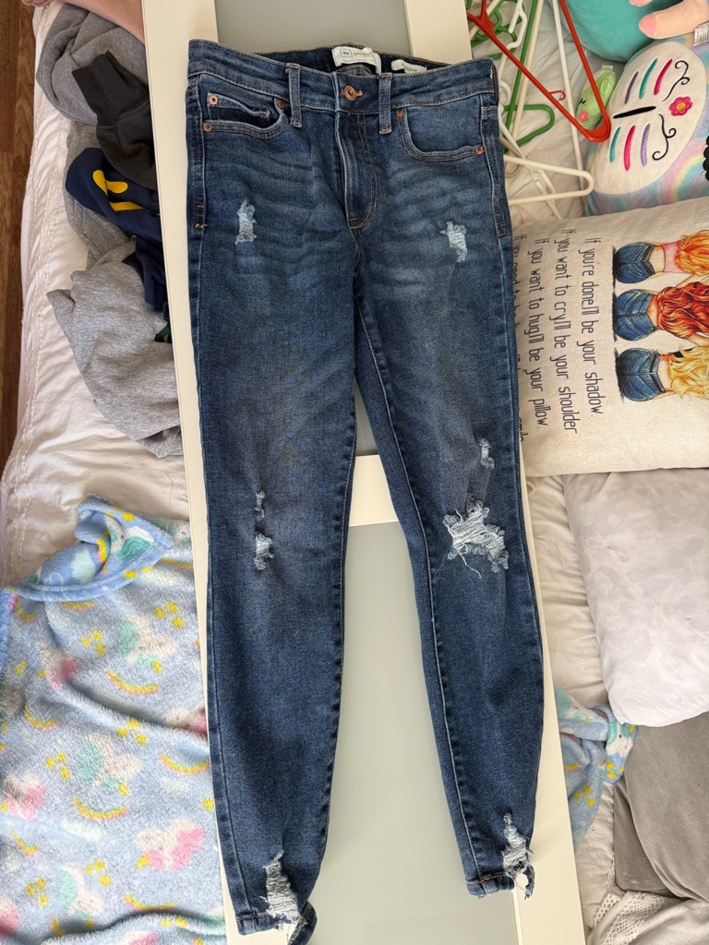 Women's Dark Blue Distressed Skinny Jeans